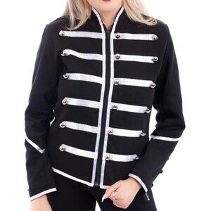 Ro Rox Jacket Size XL Zip Up Black Silver Steampunk Military Punk Grunge Parade